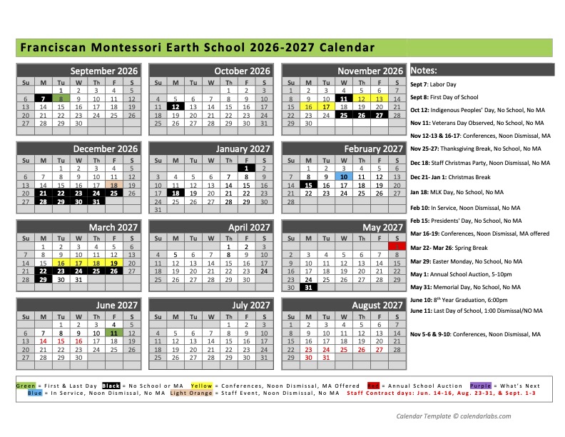 School Calendar 2026-2027